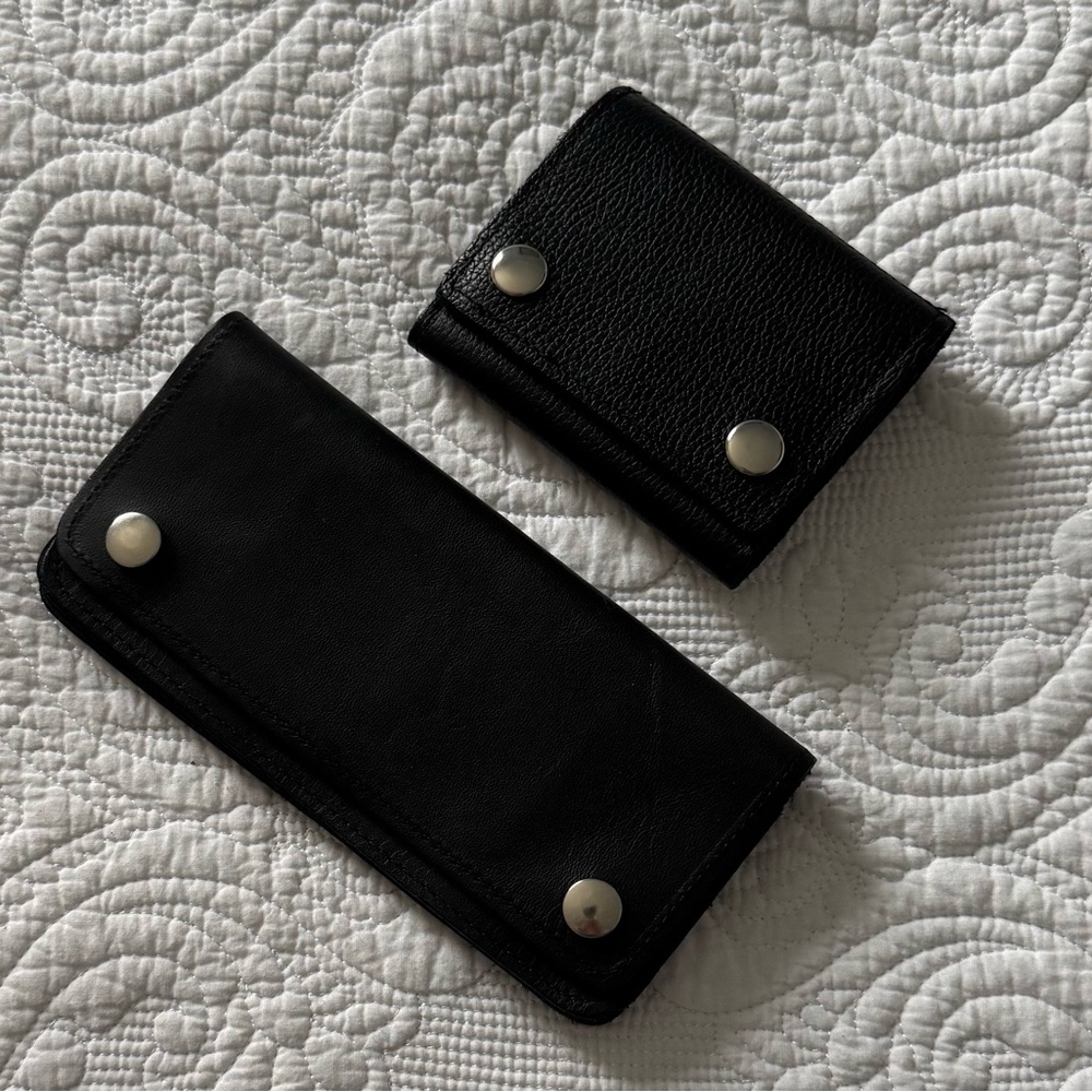 Black Leather Wallets Set of Two